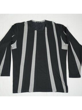 Issey Miyake Gray and Black Striped Long Sleeve Top Size 34
